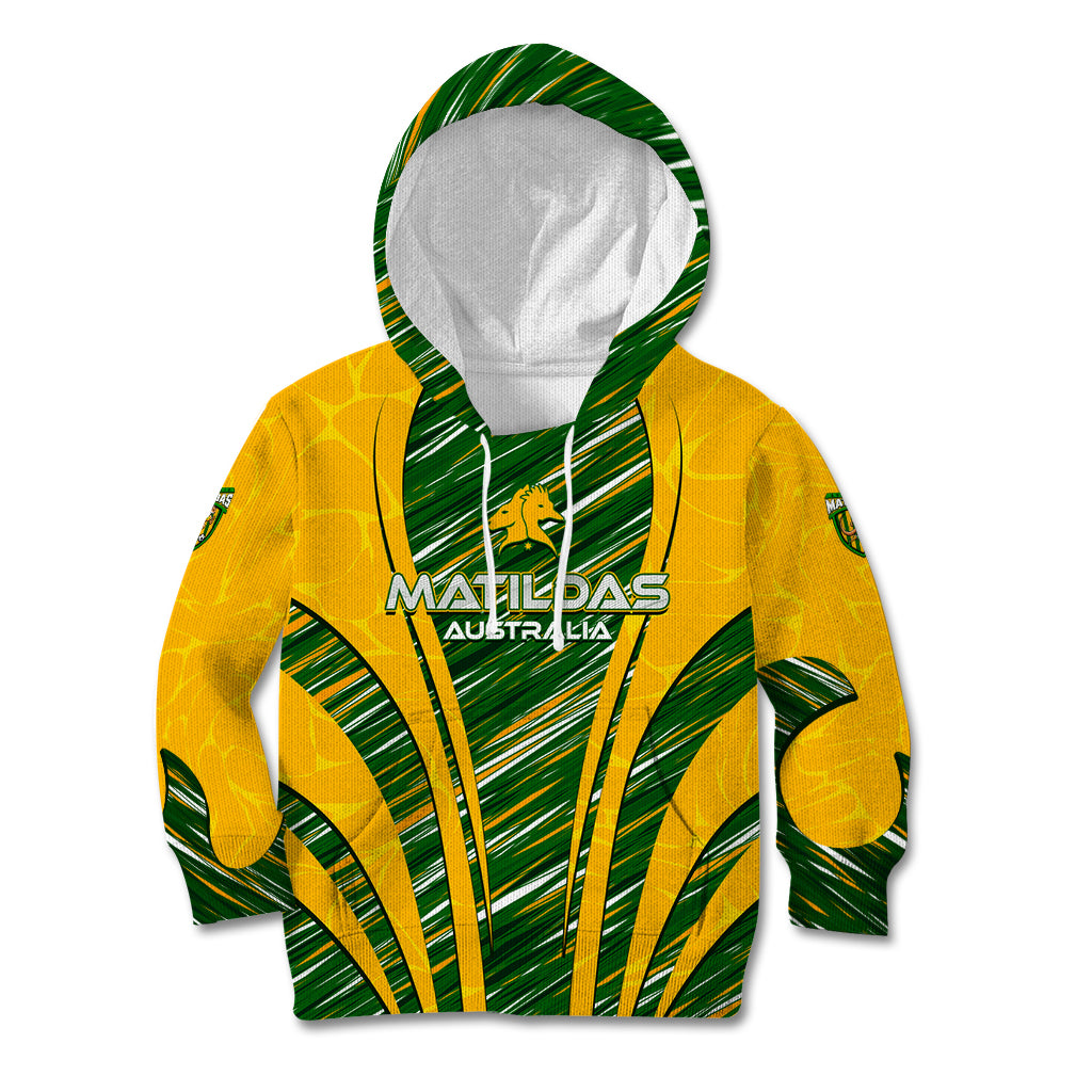 Personalised Australia Matildas Kid Hoodie Abstract Line - Vibe Hoodie Shop