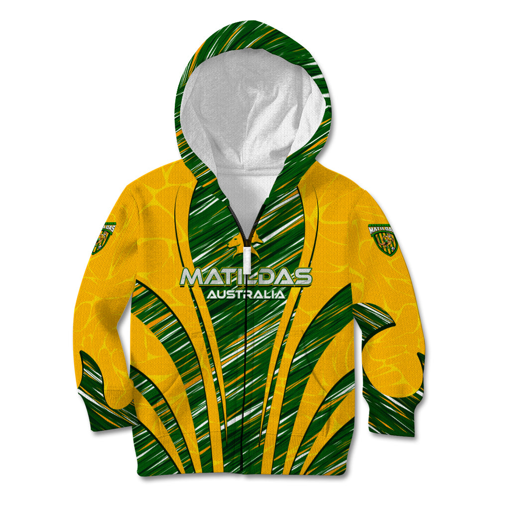 Personalised Australia Matildas Kid Hoodie Abstract Line - Vibe Hoodie Shop