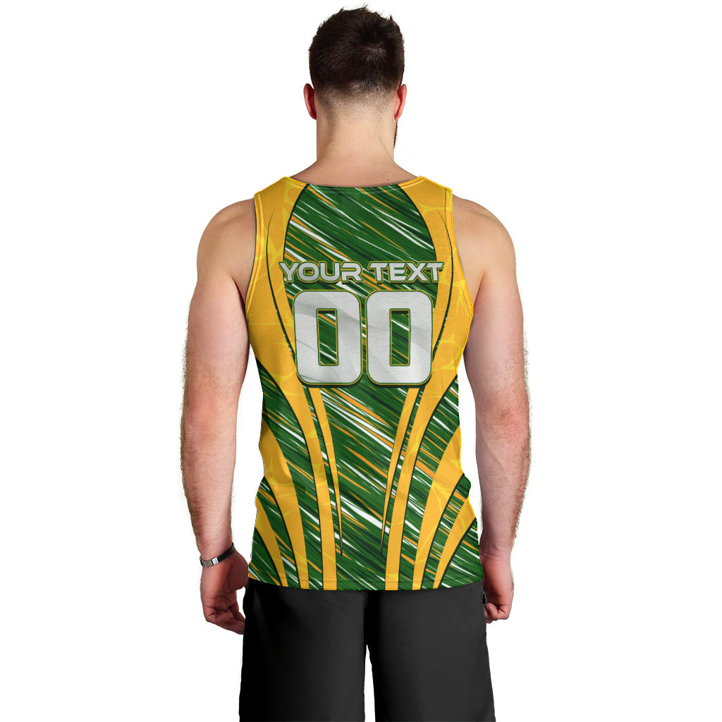 Personalised Australia Matildas Men Tank Top Abstract Line - Vibe Hoodie Shop
