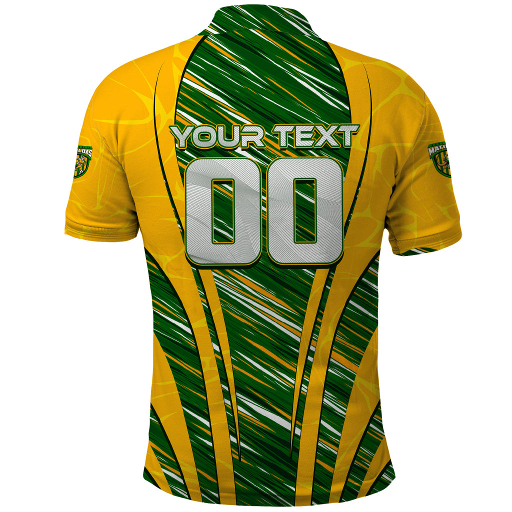 Personalised Australia Matildas Polo Shirt Abstract Line - Vibe Hoodie Shop