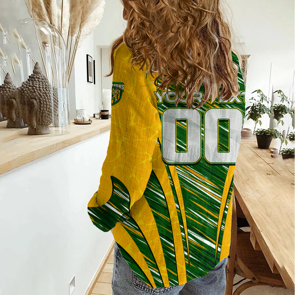 Personalised Australia Matildas Women Casual Shirt Abstract Line - Vibe Hoodie Shop