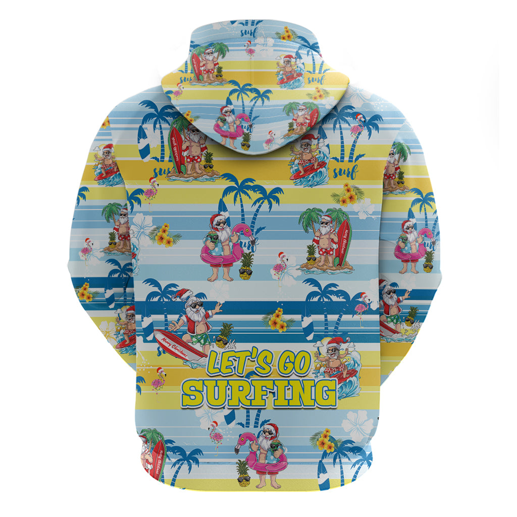 Surfing Christmas Hoodie Tropical Santa Let's Go Surfing - Vibe Hoodie Shop