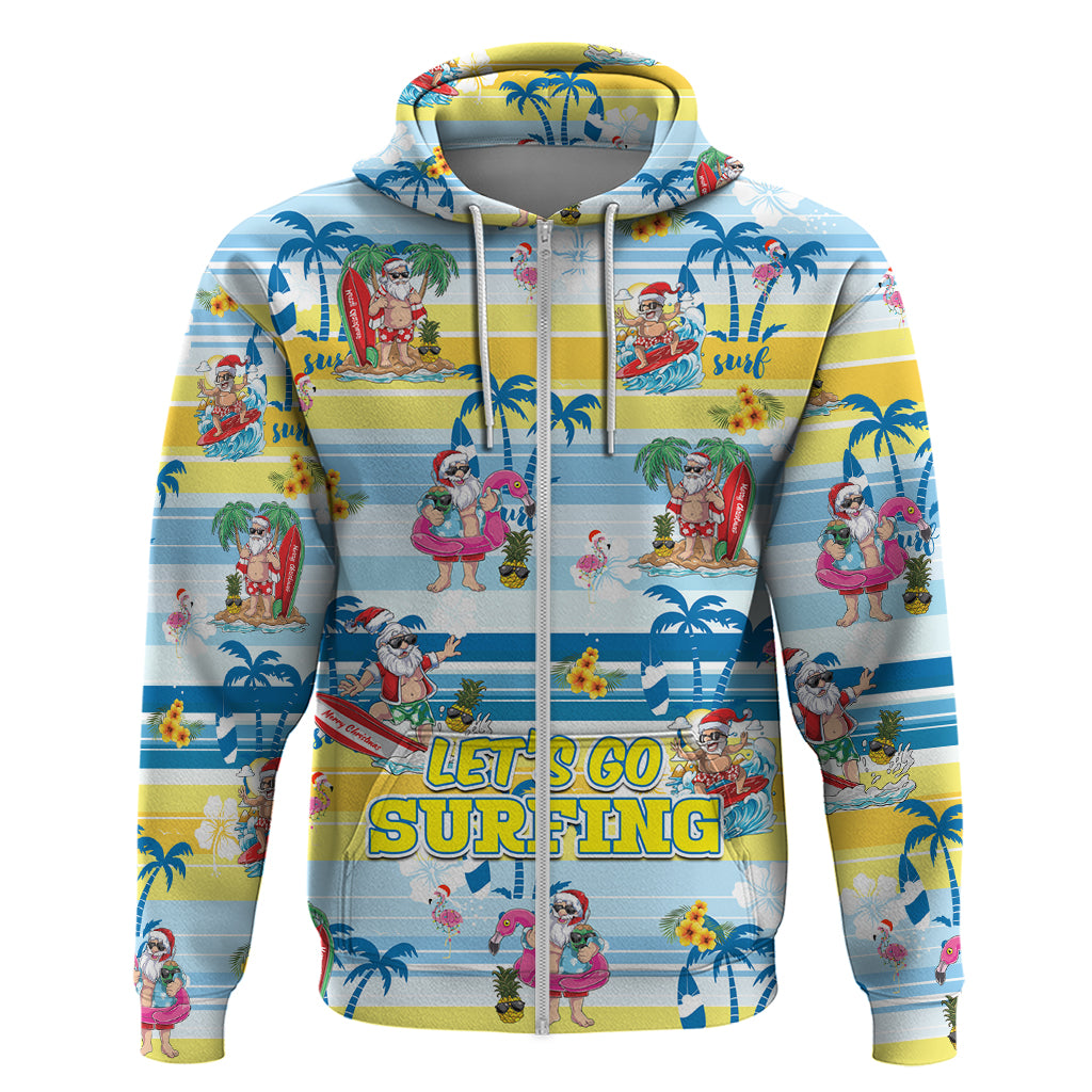 Surfing Christmas Hoodie Tropical Santa Let's Go Surfing - Vibe Hoodie Shop