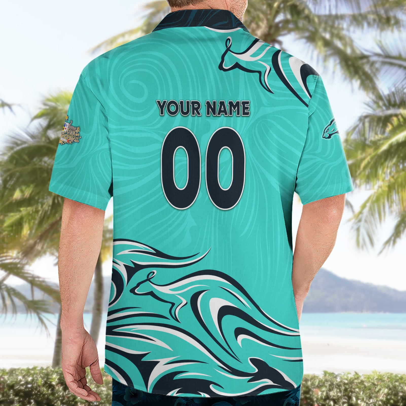 Personalised Australia Soccer Matildas Hawaiian Shirt Kangaroo Tornado Turquoise - Vibe Hoodie Shop