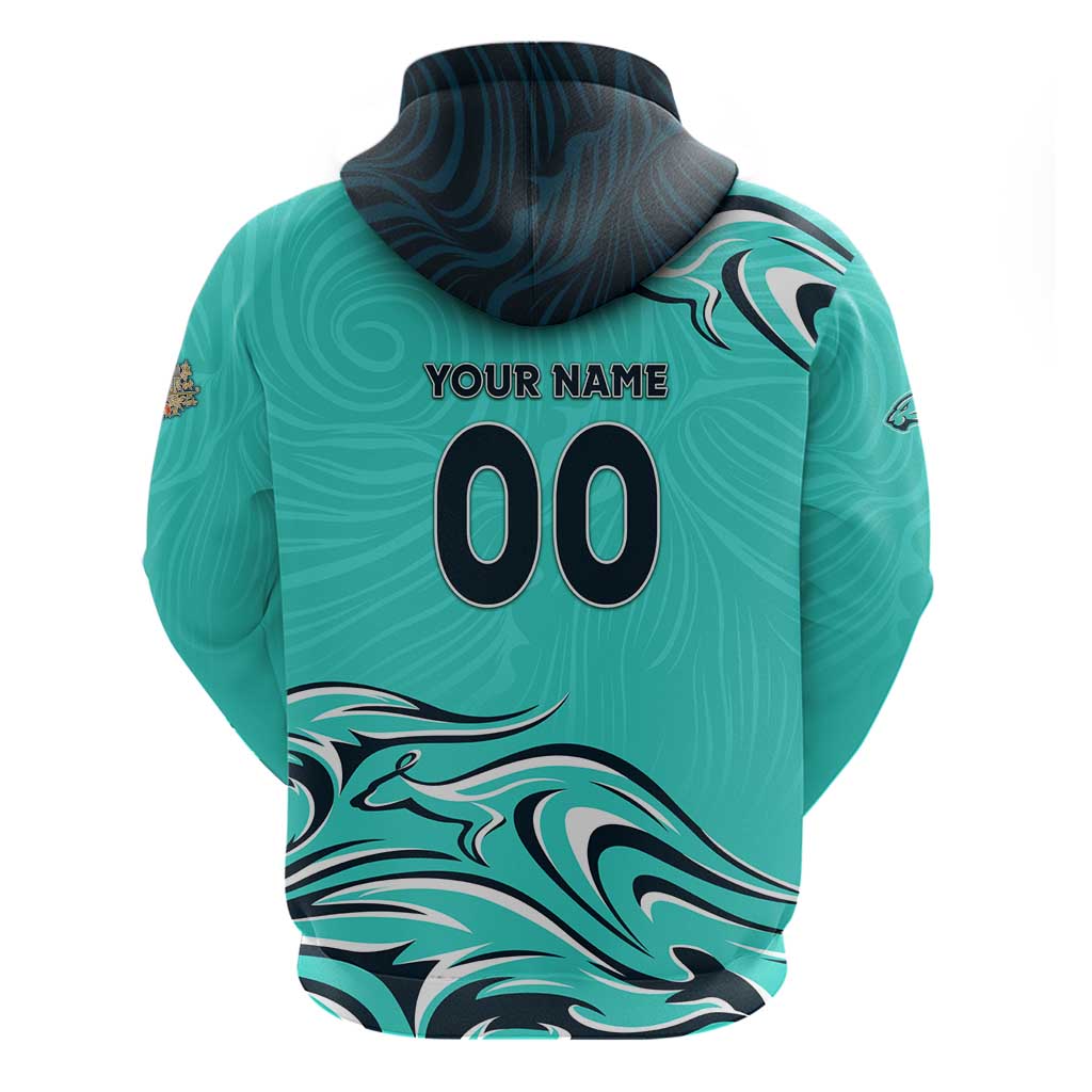 Personalised Australia Soccer Matildas Hoodie Kangaroo Tornado Turquoise DT02