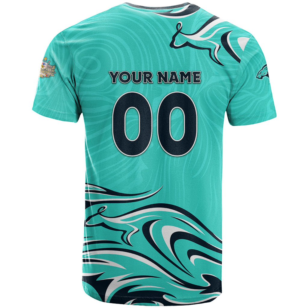 Personalised Australia Soccer Matildas T Shirt Kangaroo Tornado Turquoise - Vibe Hoodie Shop