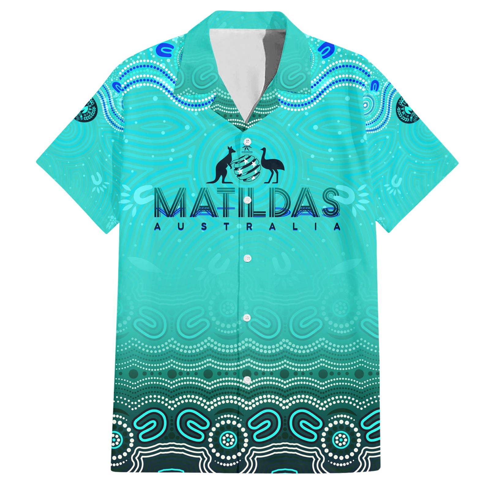 Personalised Australia Matildas Hawaiian Shirt Tillies Aboriginal Simple Turquoise - Vibe Hoodie Shop