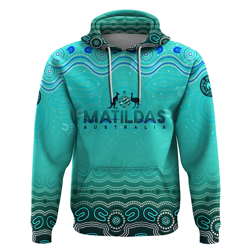 Personalised Australia Matildas Hoodie Tillies Aboriginal Simple Turquoise - Vibe Hoodie Shop