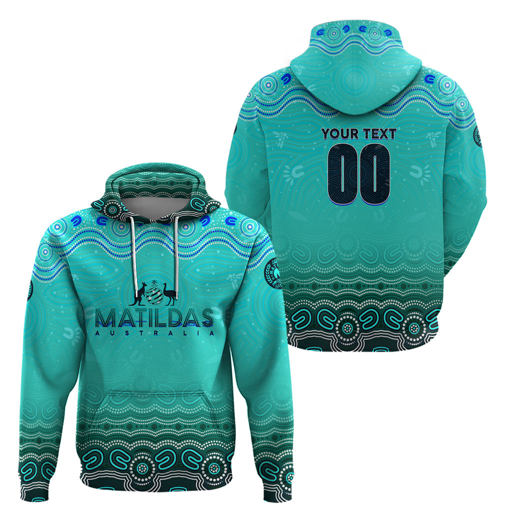 Personalised Australia Matildas Hoodie Tillies Aboriginal Simple Turquoise - Vibe Hoodie Shop