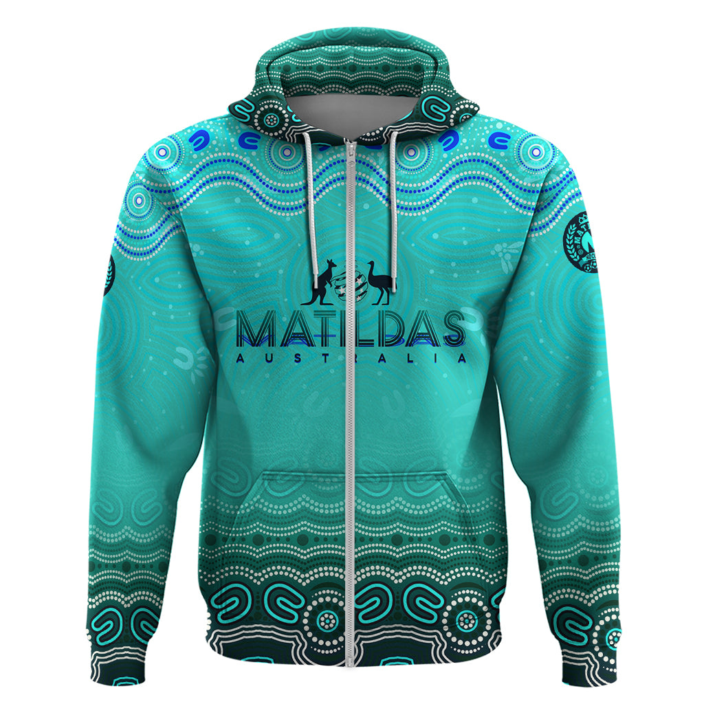 Personalised Australia Matildas Hoodie Tillies Aboriginal Simple Turquoise - Vibe Hoodie Shop