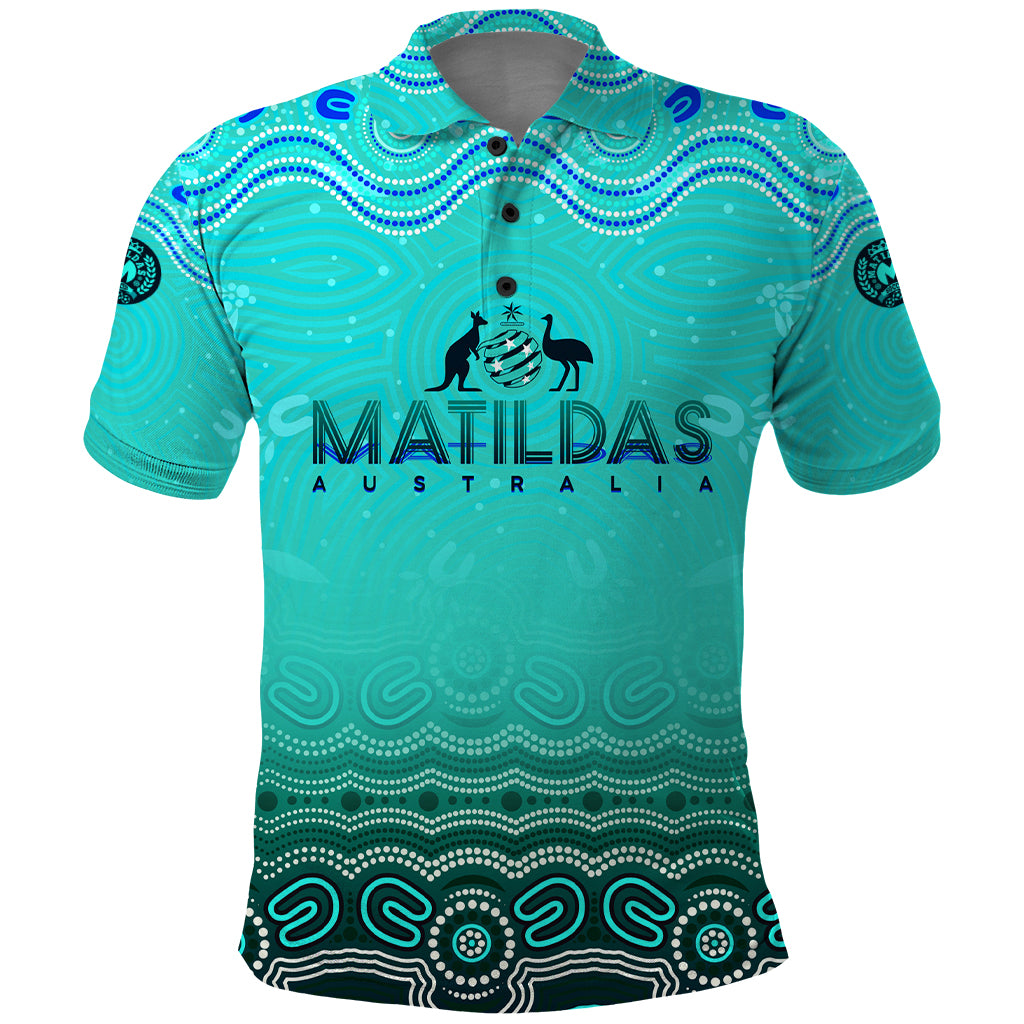 Personalised Australia Matildas Polo Shirt Tillies Aboriginal Simple Turquoise - Vibe Hoodie Shop