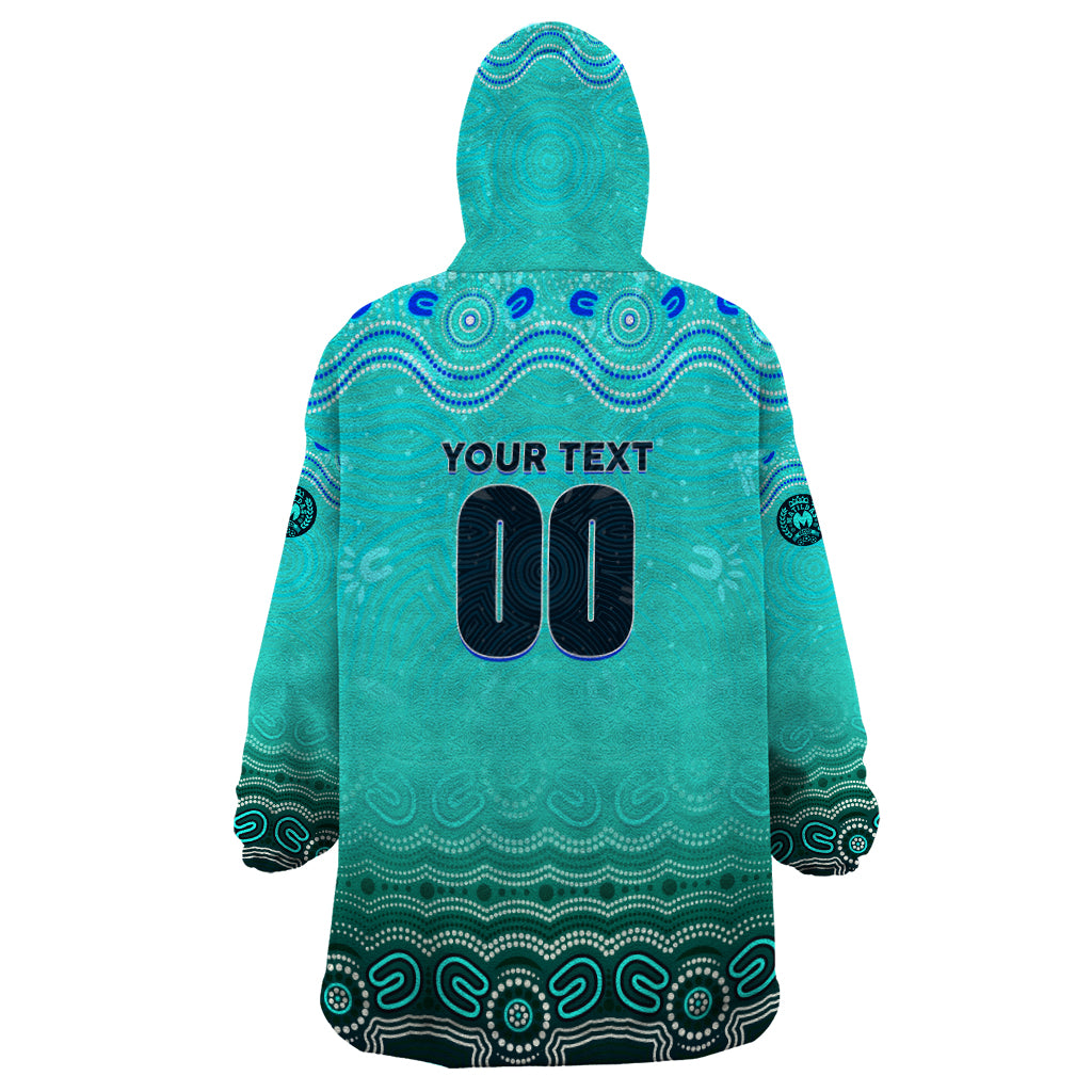 Personalised Australia Matildas Wearable Blanket Hoodie Tillies Aboriginal Simple Turquoise - Vibe Hoodie Shop