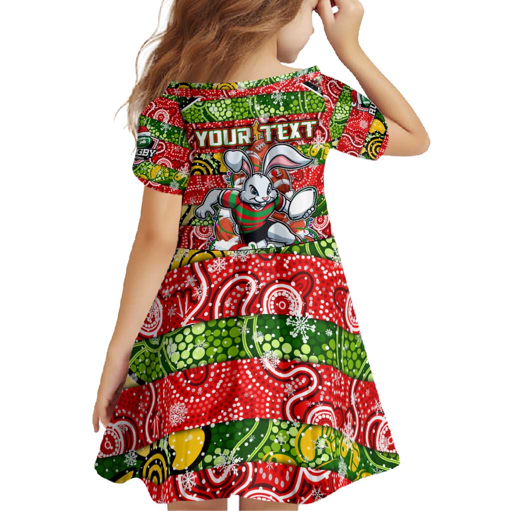Custom Rabbitohs Rugby Merry Christmas Family Matching Tank Maxi Dress and Hawaiian Shirt Indigenous Australian Art