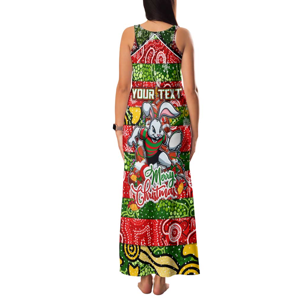 Custom Rabbitohs Rugby Merry Christmas Family Matching Tank Maxi Dress and Hawaiian Shirt Indigenous Australian Art