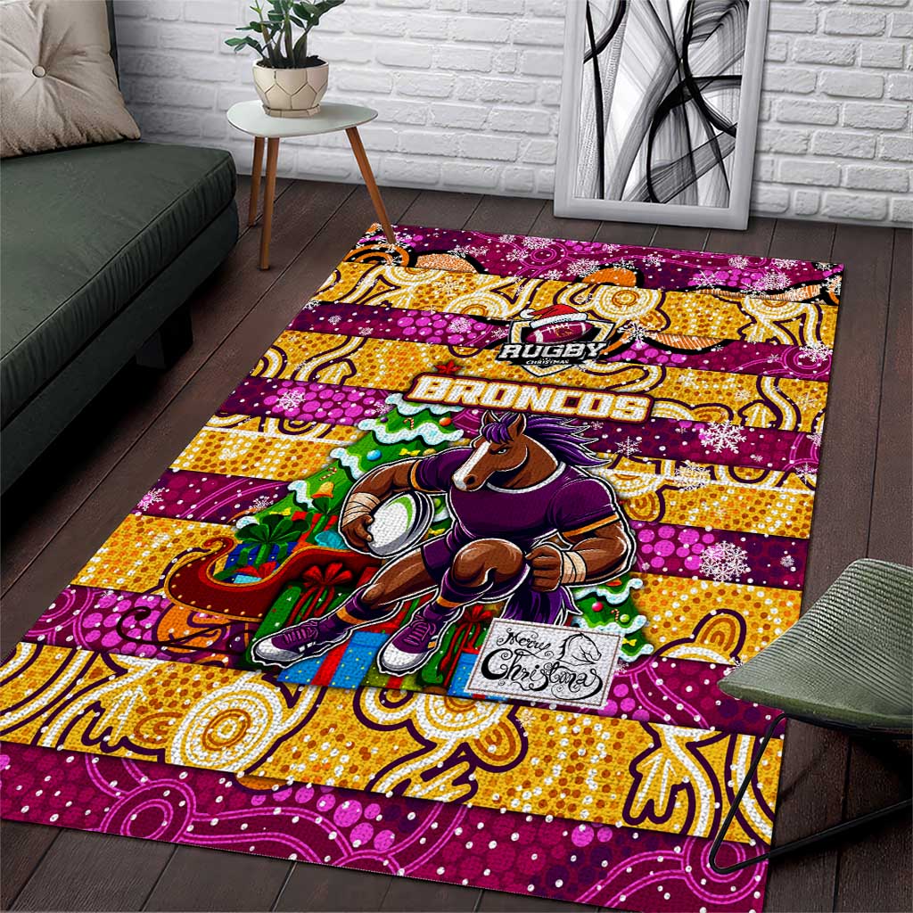 Broncos Rugby Merry Christmas Area Rug Indigenous Australian Art - Vibe Hoodie Shop