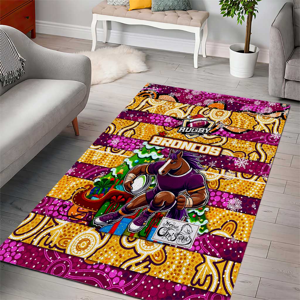 Broncos Rugby Merry Christmas Area Rug Indigenous Australian Art - Vibe Hoodie Shop