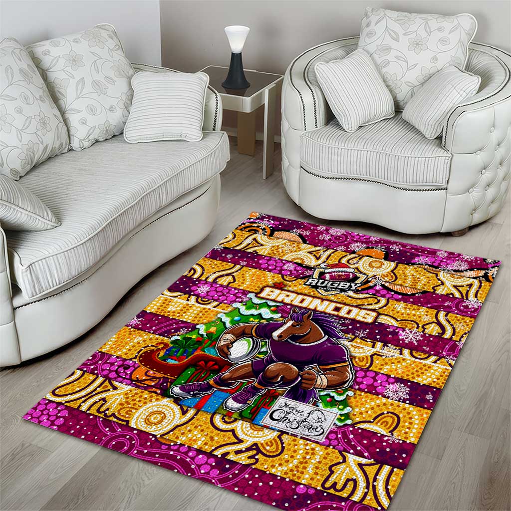 Broncos Rugby Merry Christmas Area Rug Indigenous Australian Art - Vibe Hoodie Shop