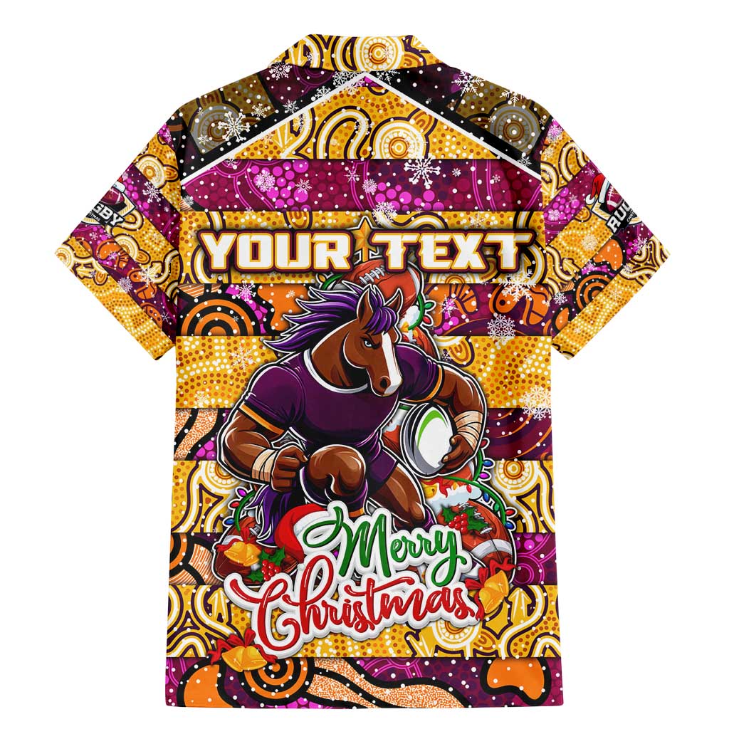 Custom Broncos Rugby Merry Christmas Family Matching Mermaid Dress and Hawaiian Shirt Indigenous Australian Art
