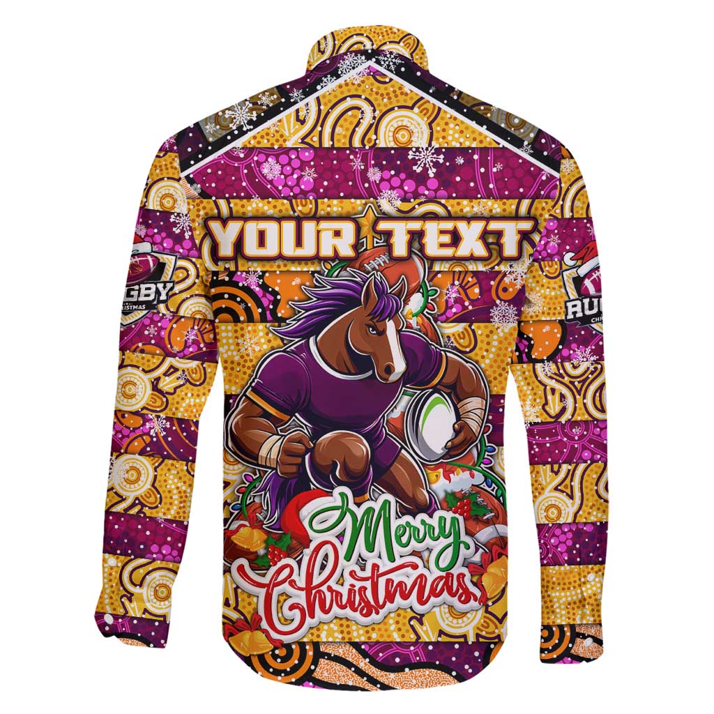 Custom Broncos Rugby Merry Christmas Family Matching Mermaid Dress and Hawaiian Shirt Indigenous Australian Art