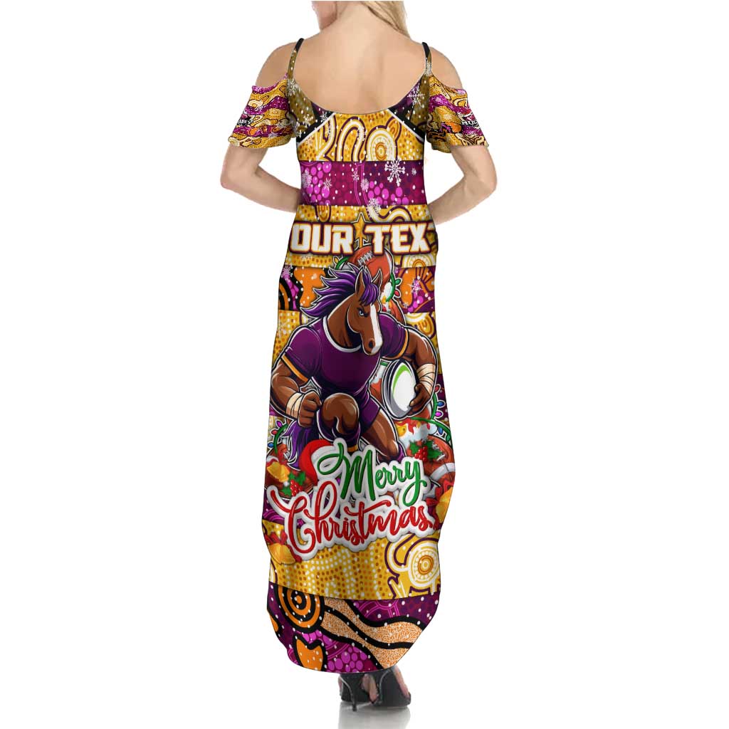 Custom Broncos Rugby Merry Christmas Family Matching Summer Maxi Dress and Hawaiian Shirt Indigenous Australian Art