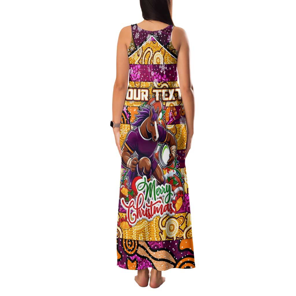 Custom Broncos Rugby Merry Christmas Family Matching Tank Maxi Dress and Hawaiian Shirt Indigenous Australian Art