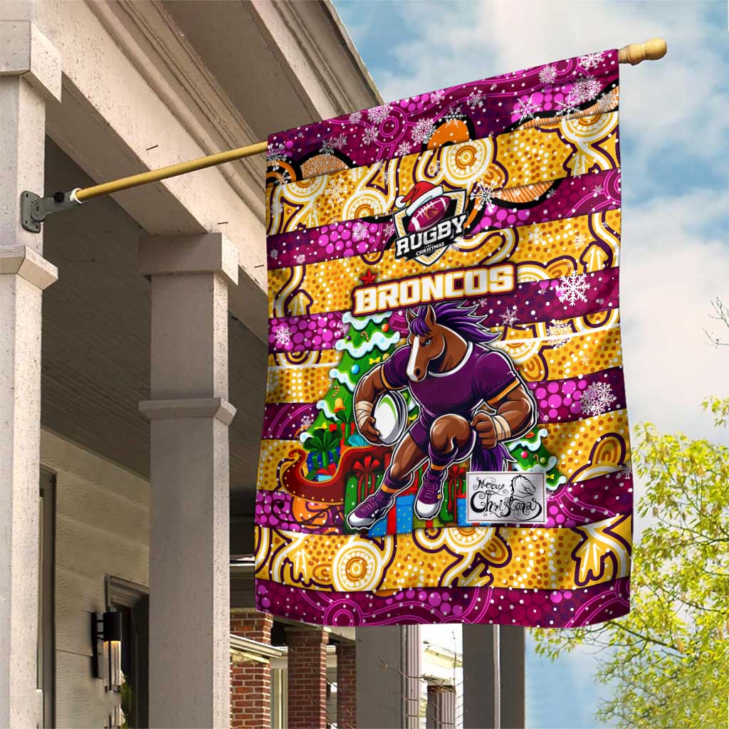 Broncos Rugby Merry Christmas Garden Flag Indigenous Australian Art - Vibe Hoodie Shop
