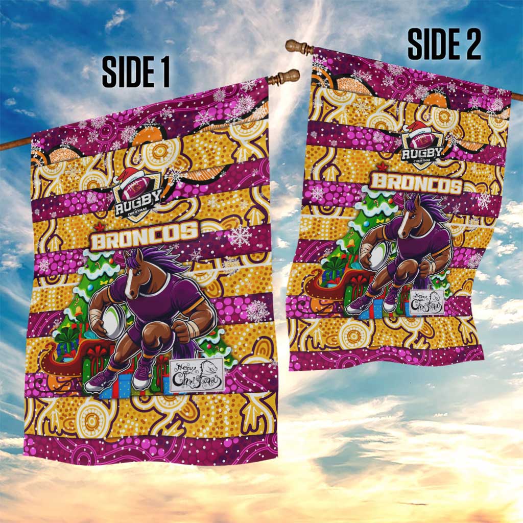 Broncos Rugby Merry Christmas Garden Flag Indigenous Australian Art - Vibe Hoodie Shop