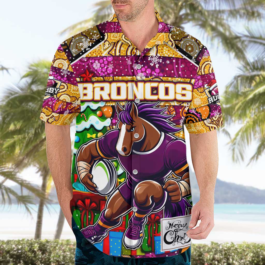 Custom Broncos Rugby Merry Christmas Hawaiian Shirt Indigenous Australian Art - Vibe Hoodie Shop