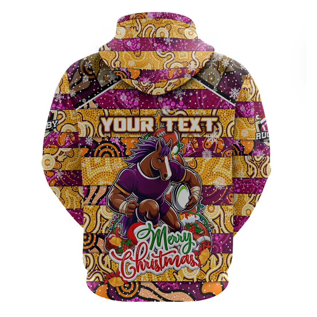 Custom Broncos Rugby Merry Christmas Hoodie Indigenous Australian Art - Vibe Hoodie Shop