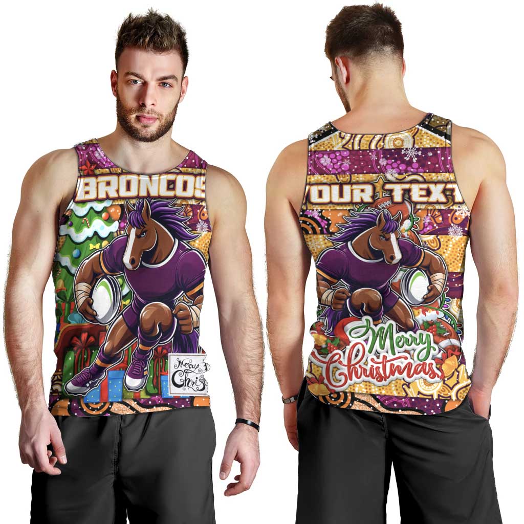 Custom Broncos Rugby Merry Christmas Men Tank Top Indigenous Australian Art - Vibe Hoodie Shop