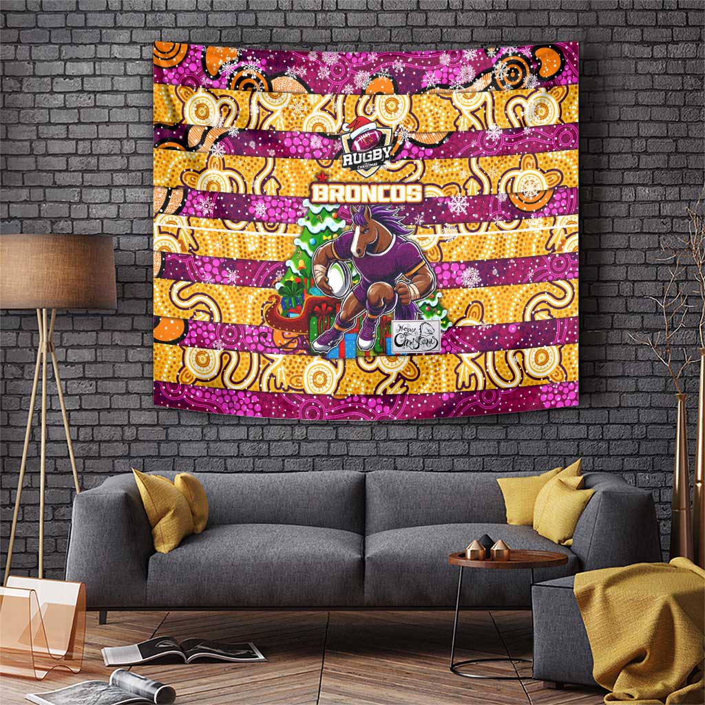 Broncos Rugby Merry Christmas Tapestry Indigenous Australian Art - Vibe Hoodie Shop