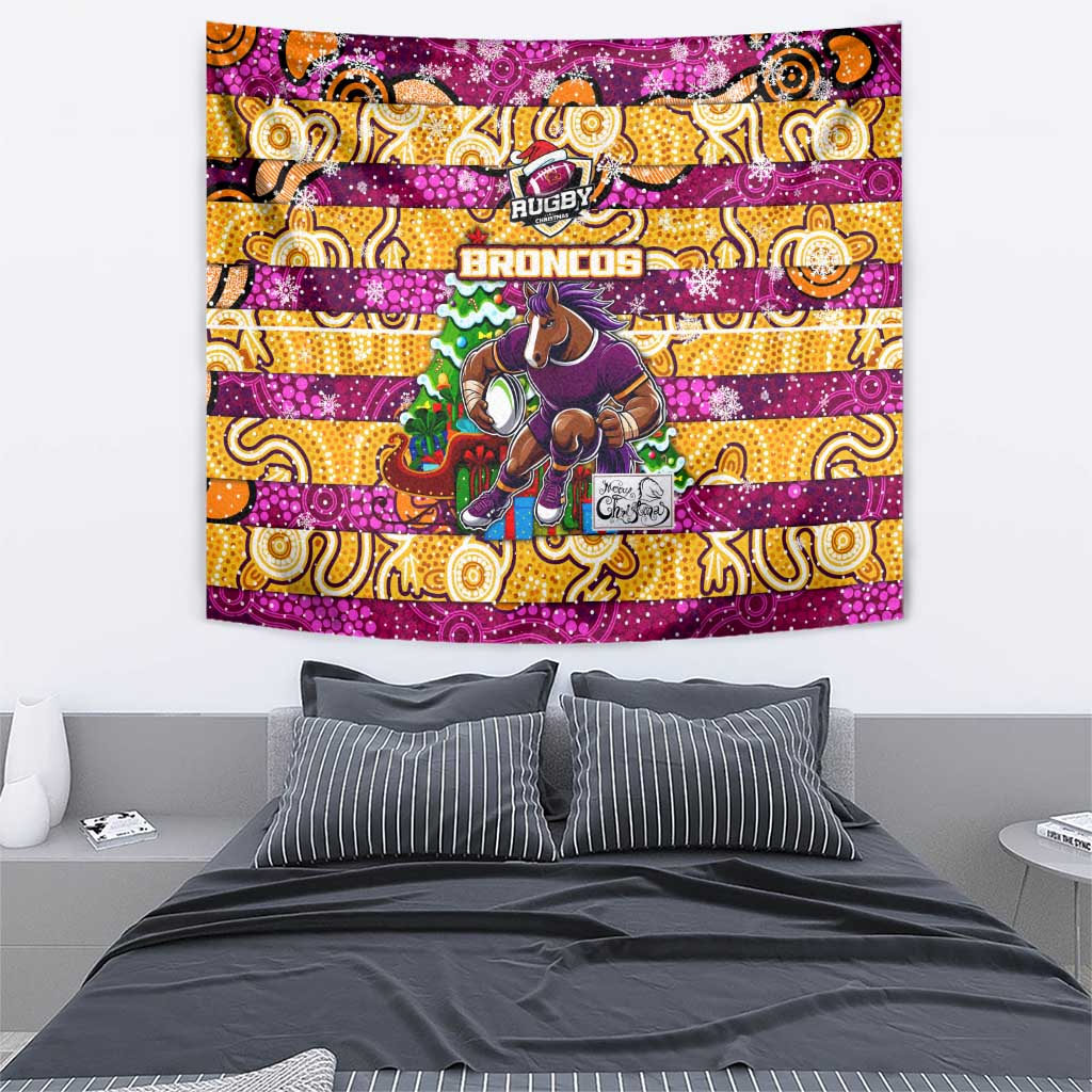 Broncos Rugby Merry Christmas Tapestry Indigenous Australian Art - Vibe Hoodie Shop