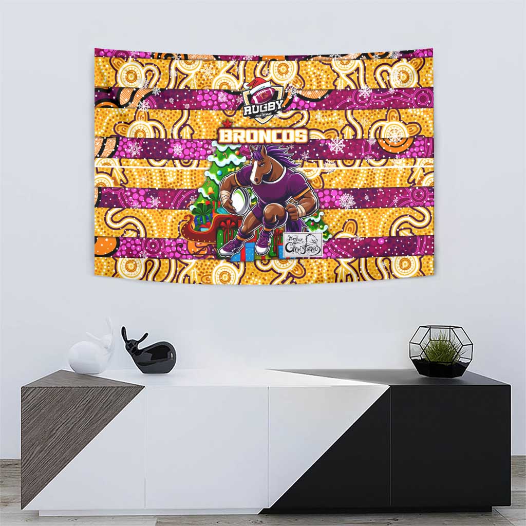 Broncos Rugby Merry Christmas Tapestry Indigenous Australian Art - Vibe Hoodie Shop