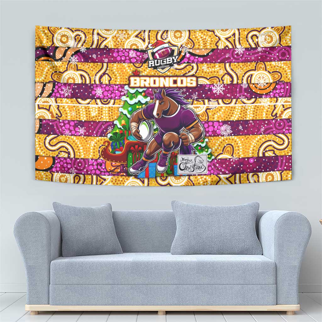 Broncos Rugby Merry Christmas Tapestry Indigenous Australian Art - Vibe Hoodie Shop