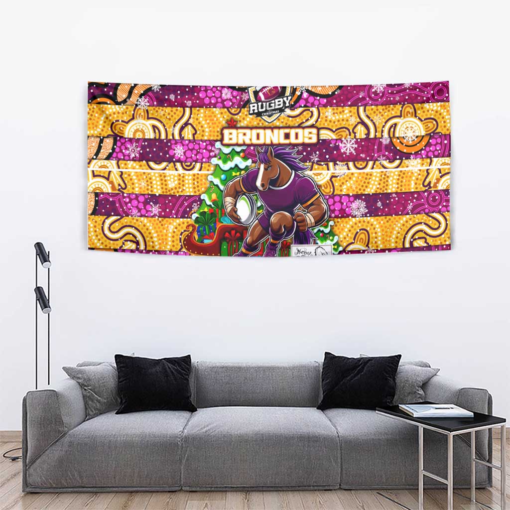 Broncos Rugby Merry Christmas Tapestry Indigenous Australian Art - Vibe Hoodie Shop