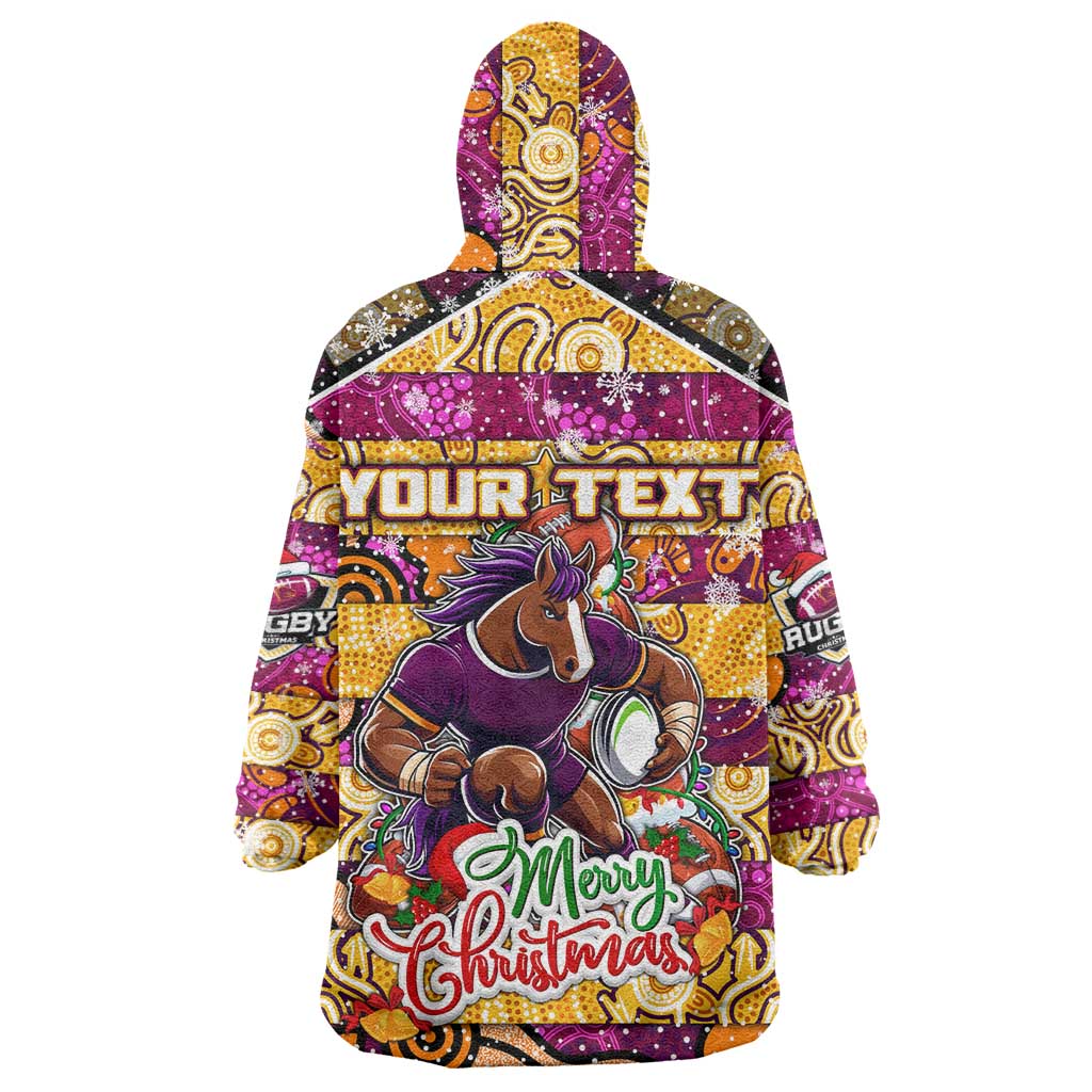 Custom Broncos Rugby Merry Christmas Wearable Blanket Hoodie Indigenous Australian Art - Vibe Hoodie Shop