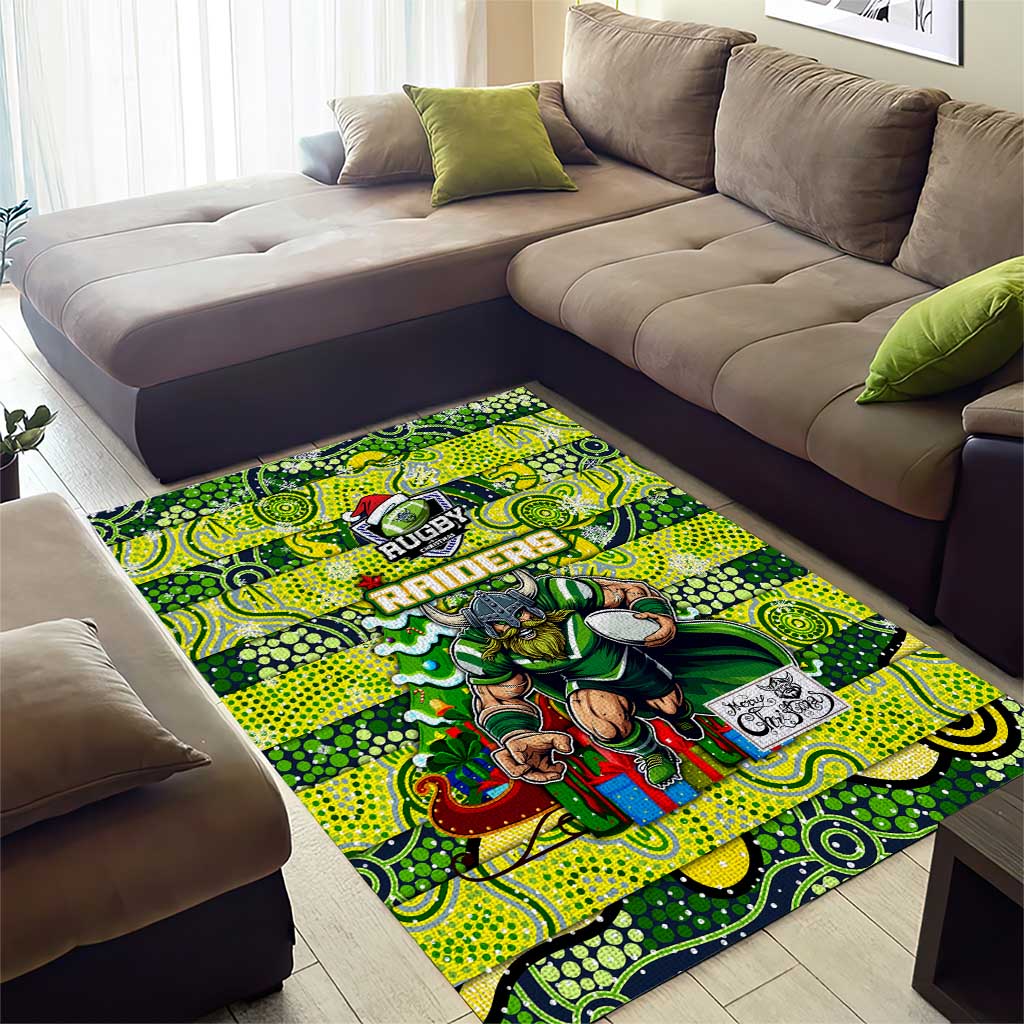 Raiders Rugby Merry Christmas Area Rug Indigenous Australian Art - Vibe Hoodie Shop