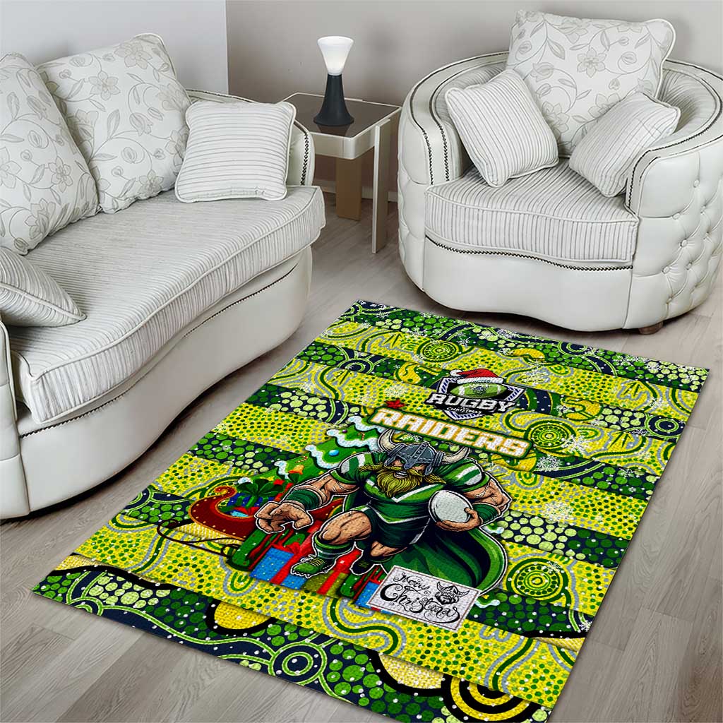 Raiders Rugby Merry Christmas Area Rug Indigenous Australian Art - Vibe Hoodie Shop