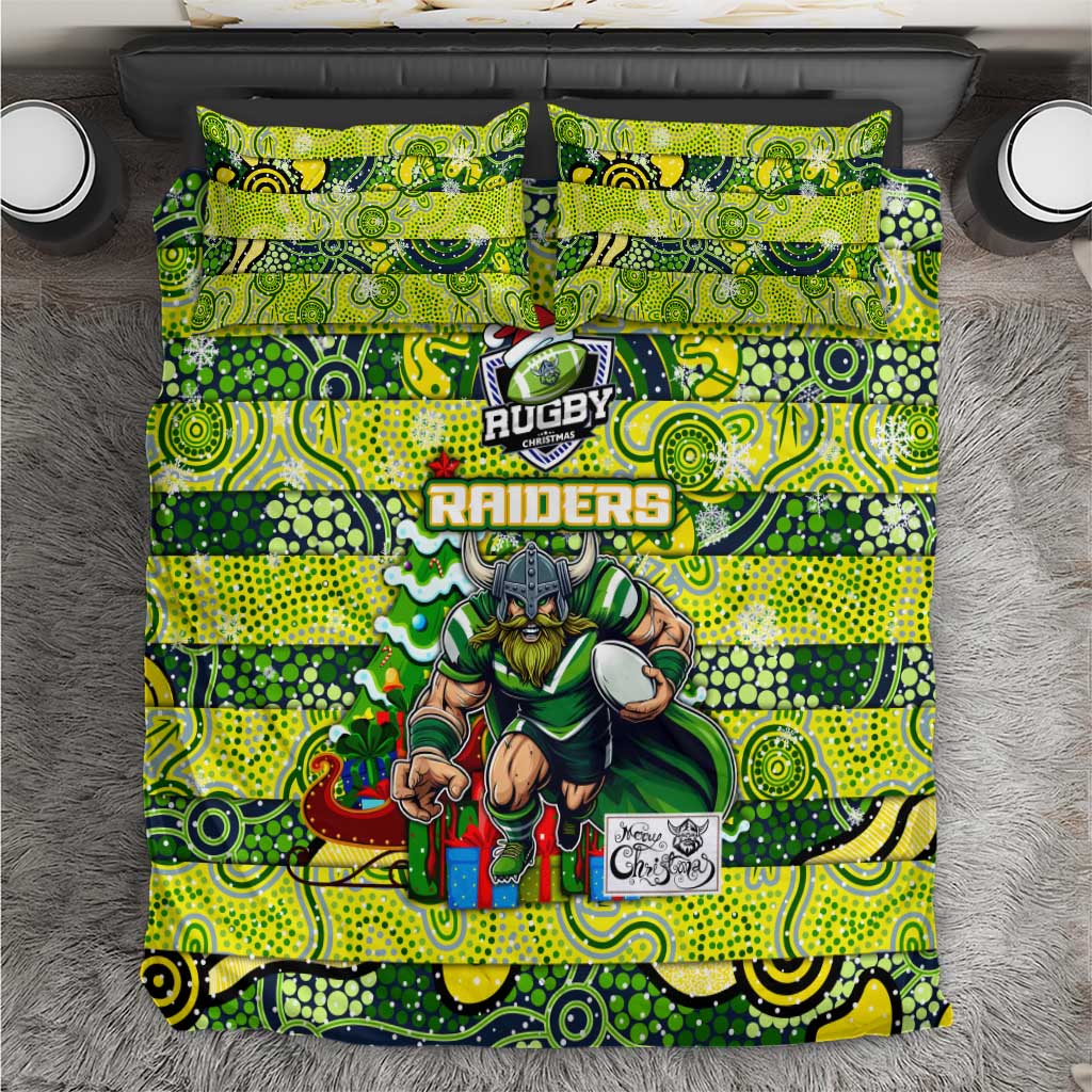 Raiders Rugby Merry Christmas Bedding Set Indigenous Australian Art - Vibe Hoodie Shop