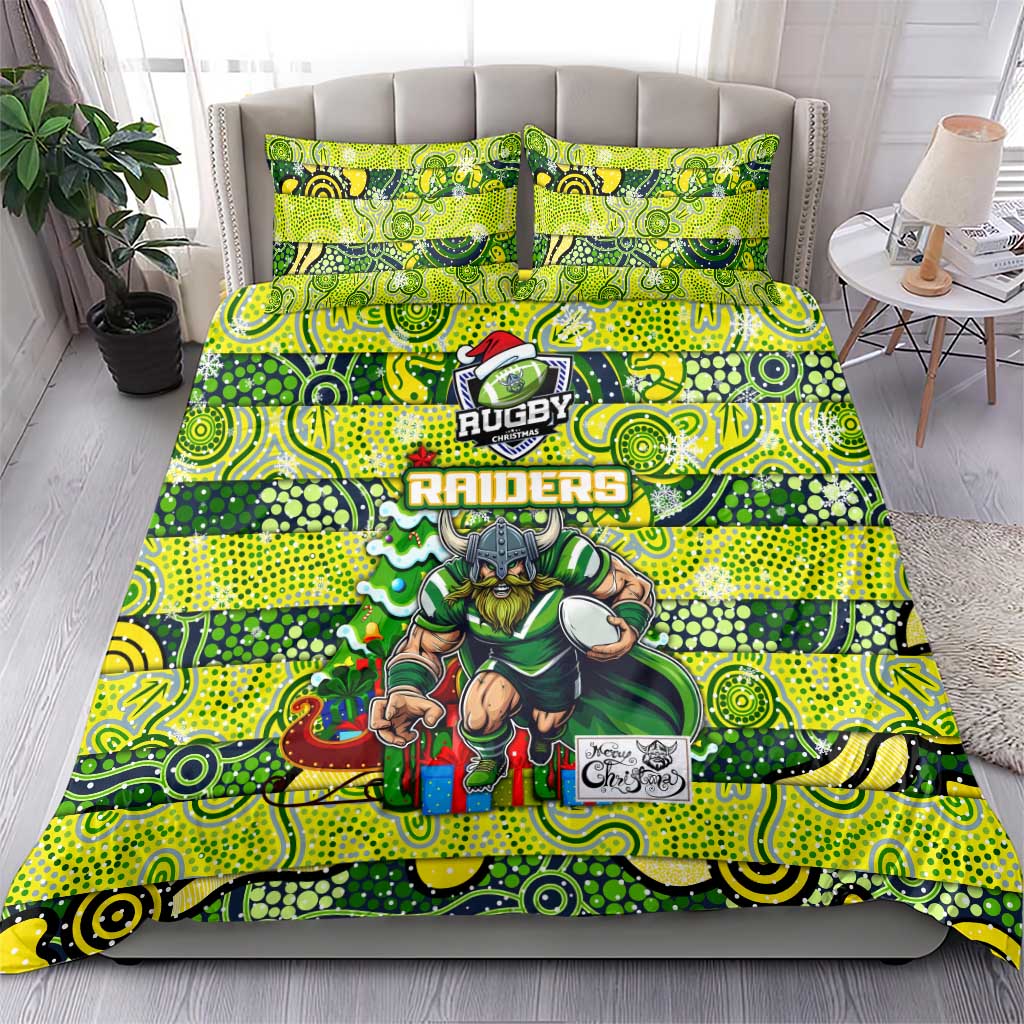 Raiders Rugby Merry Christmas Bedding Set Indigenous Australian Art - Vibe Hoodie Shop
