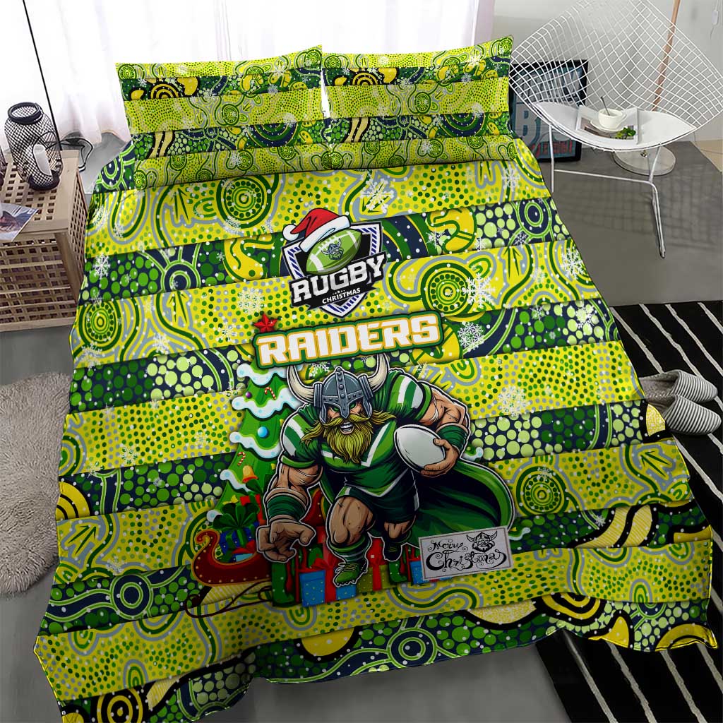 Raiders Rugby Merry Christmas Bedding Set Indigenous Australian Art - Vibe Hoodie Shop