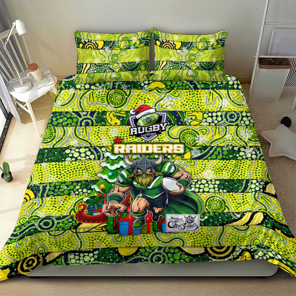 Raiders Rugby Merry Christmas Bedding Set Indigenous Australian Art - Vibe Hoodie Shop