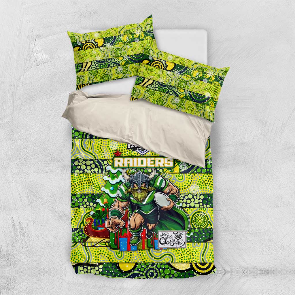 Raiders Rugby Merry Christmas Bedding Set Indigenous Australian Art - Vibe Hoodie Shop