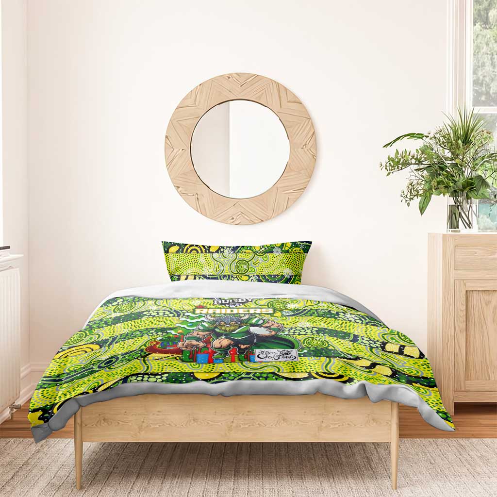 Raiders Rugby Merry Christmas Bedding Set Indigenous Australian Art - Vibe Hoodie Shop