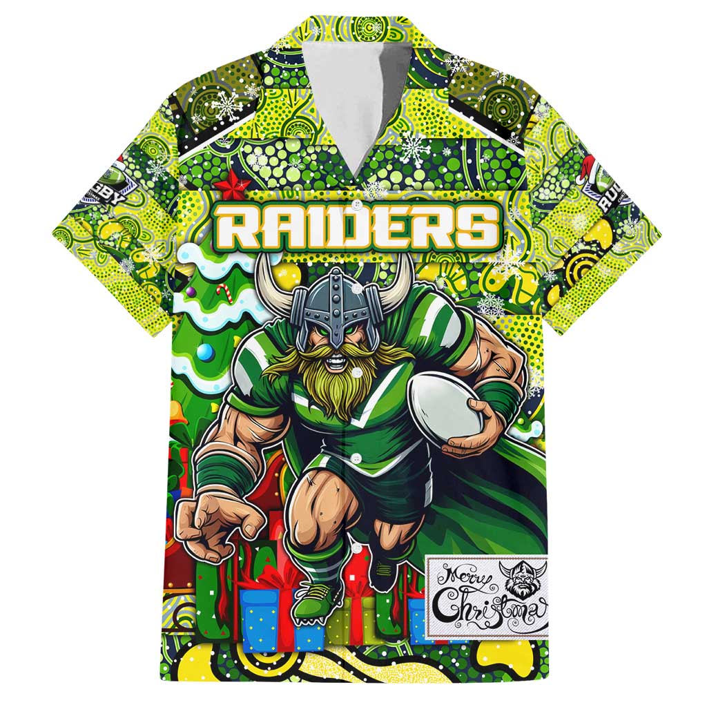 Custom Raiders Rugby Merry Christmas Family Matching Long Sleeve Bodycon Dress and Hawaiian Shirt Indigenous Australian Art