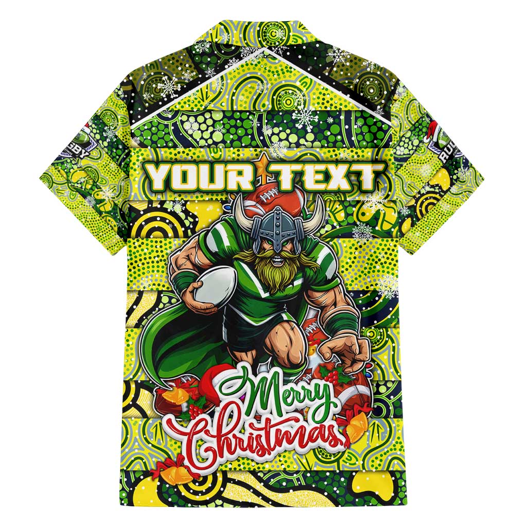 Custom Raiders Rugby Merry Christmas Family Matching Long Sleeve Bodycon Dress and Hawaiian Shirt Indigenous Australian Art