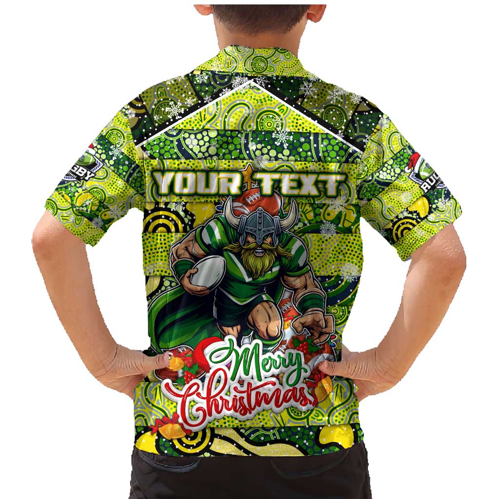 Custom Raiders Rugby Merry Christmas Family Matching Mermaid Dress and Hawaiian Shirt Indigenous Australian Art