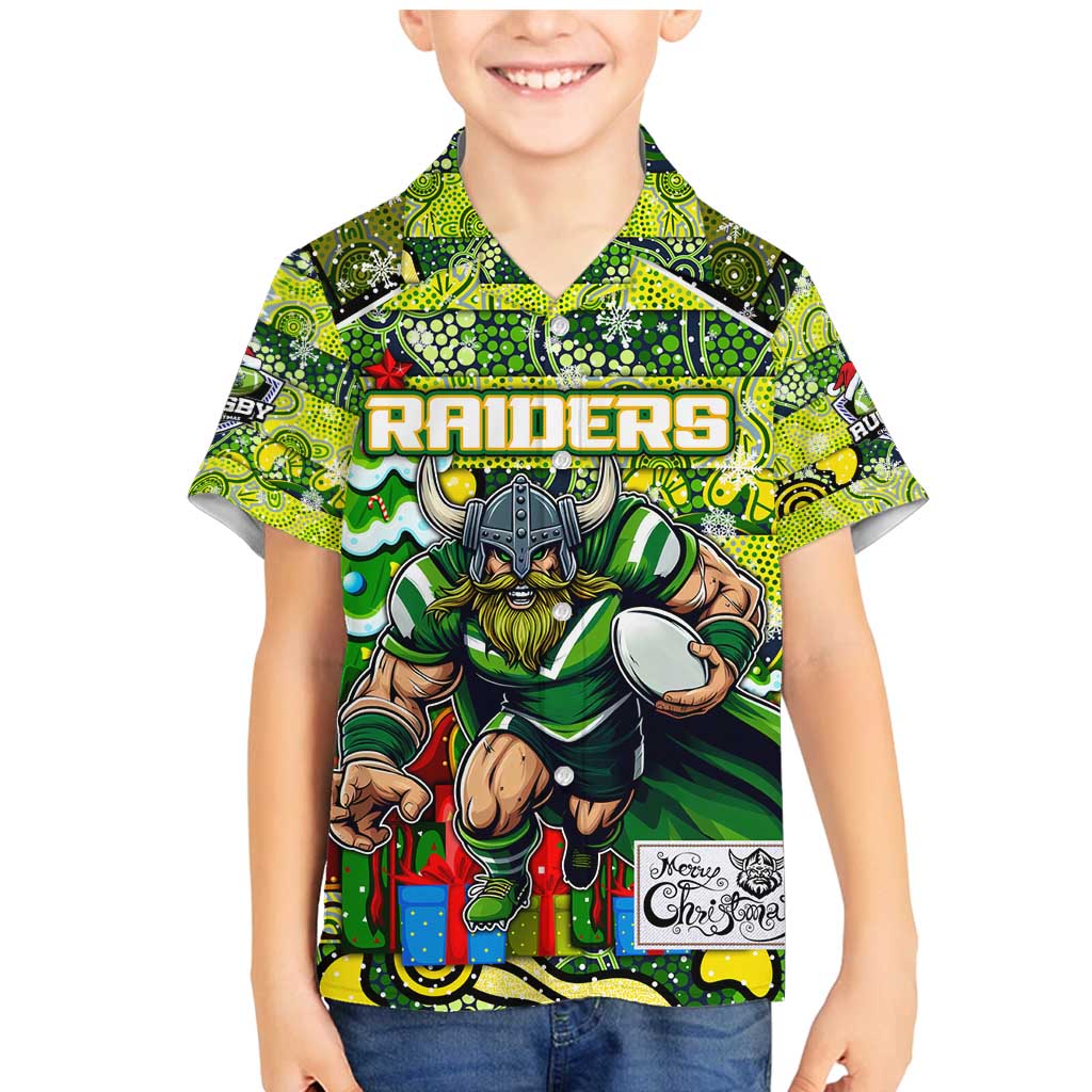 Custom Raiders Rugby Merry Christmas Family Matching Mermaid Dress and Hawaiian Shirt Indigenous Australian Art
