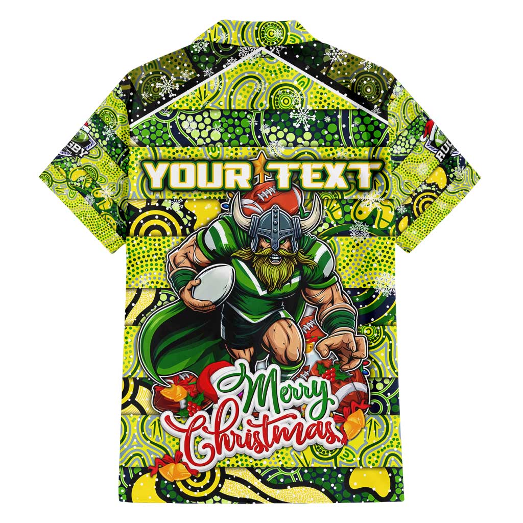 Custom Raiders Rugby Merry Christmas Family Matching Short Sleeve Bodycon Dress and Hawaiian Shirt Indigenous Australian Art