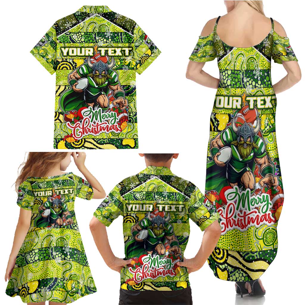 Custom Raiders Rugby Merry Christmas Family Matching Summer Maxi Dress and Hawaiian Shirt Indigenous Australian Art